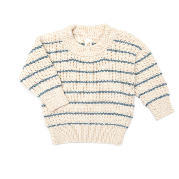 Stripes Sweater Pima Cotton Natural & steel blue