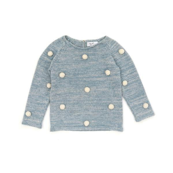 POMPON SWEATER STEEL BLUE MARL