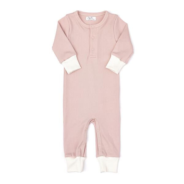 Ribbed romper Shell pink & natural
