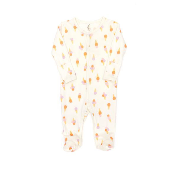 Snaps footie Natural & Pink ice cream - pima cotton