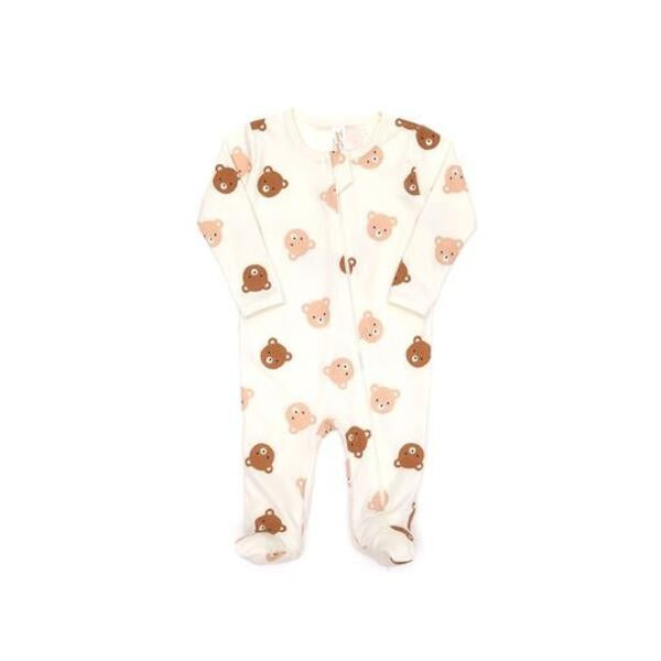 Zip footie Natural bear