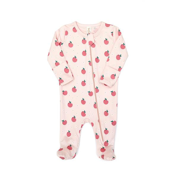 Zip footie Shell pink apples