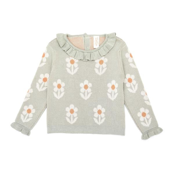 Flower sweater Pima Cotton Light green