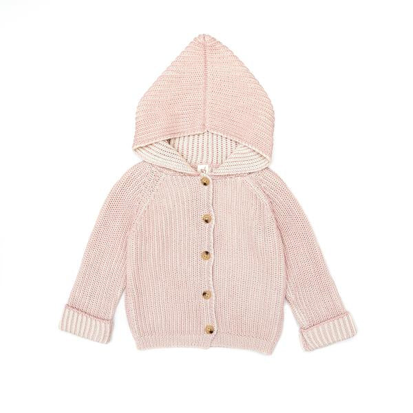 Colin Cardigan Pima Cotton  Pink & natural