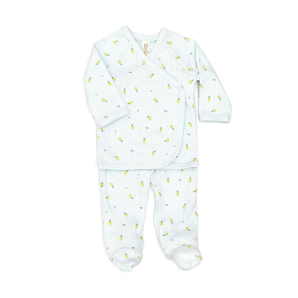 POINTELLE KIMONO SET  pima cotton Light blue Lemons