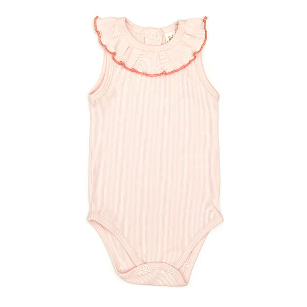 Ruffle Ribbed Bodysuit Pink