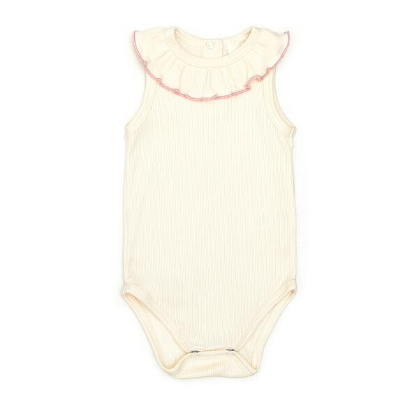 Ruffle Ribbed Bodysuit Natural