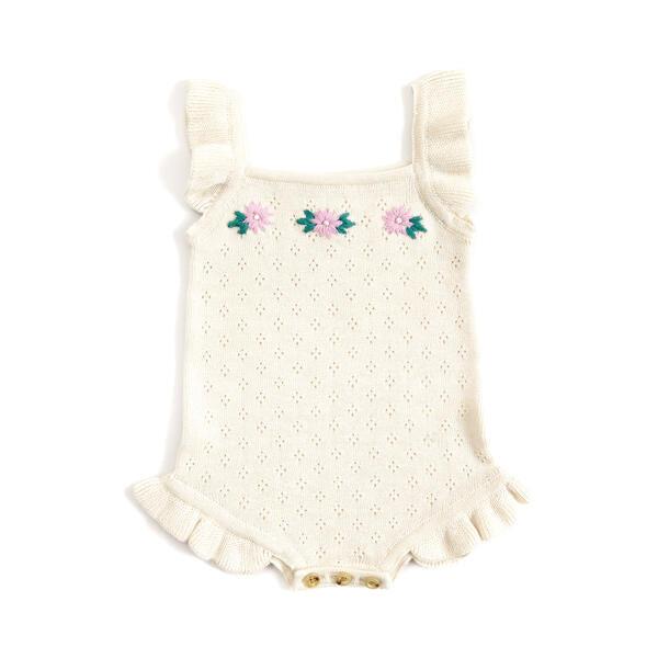 EMBROIDERED ROMPER NATURAL