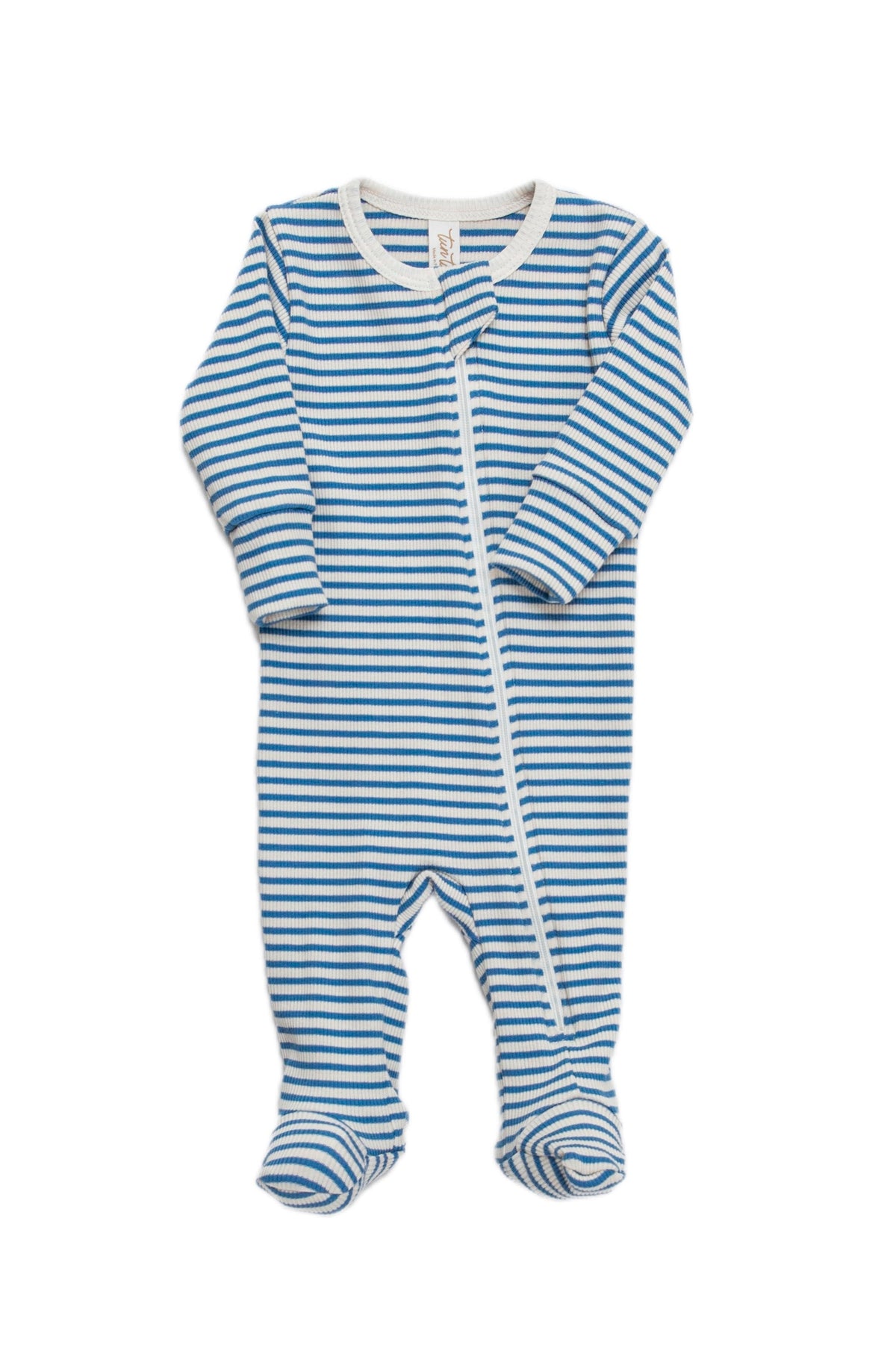 Federal blue stripes Zip ribbed footie