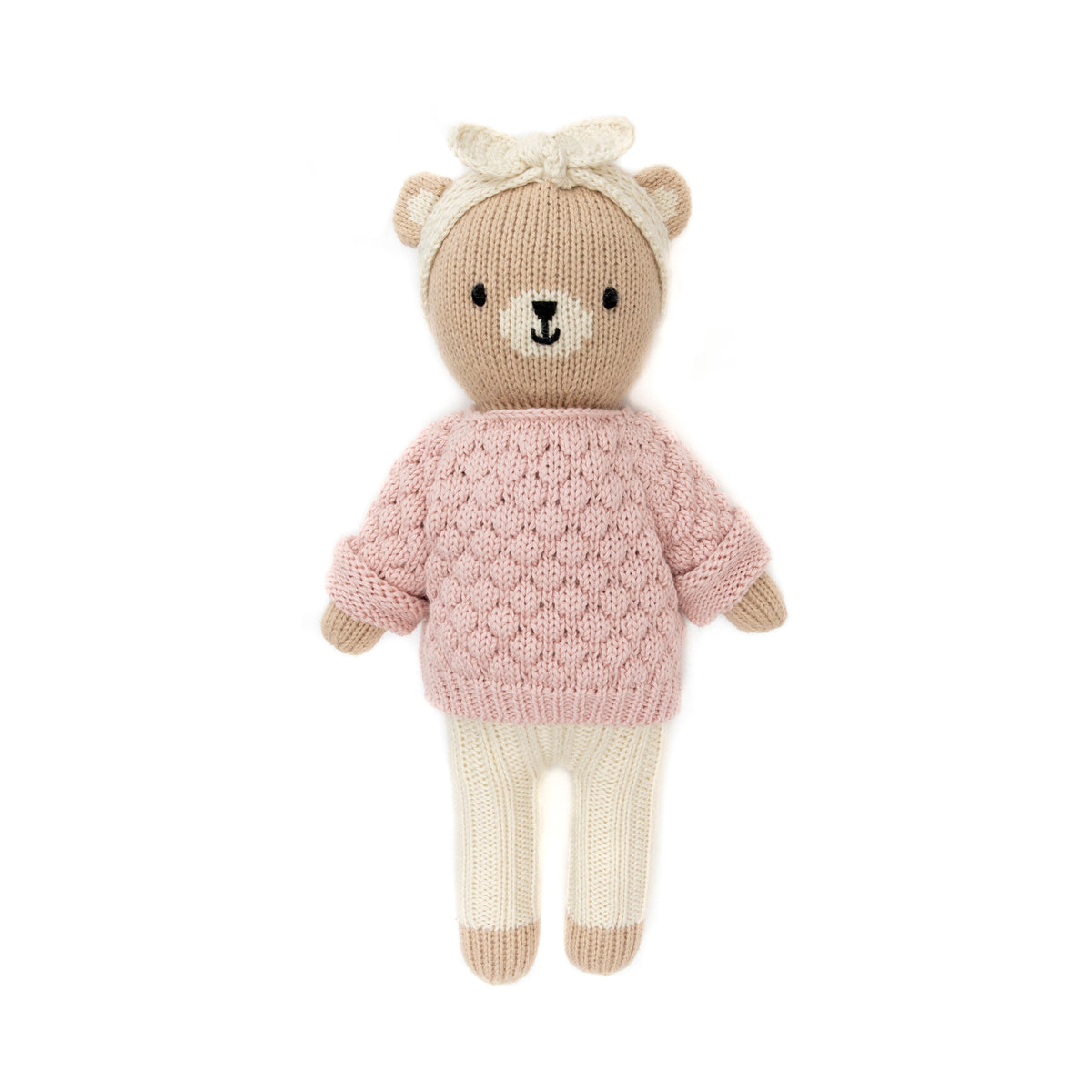 Bear with sweater and headband pink 11"
