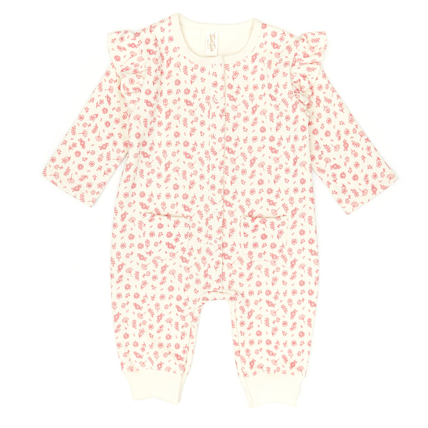 Ruffle jumpsuit - Red flowers - cotton