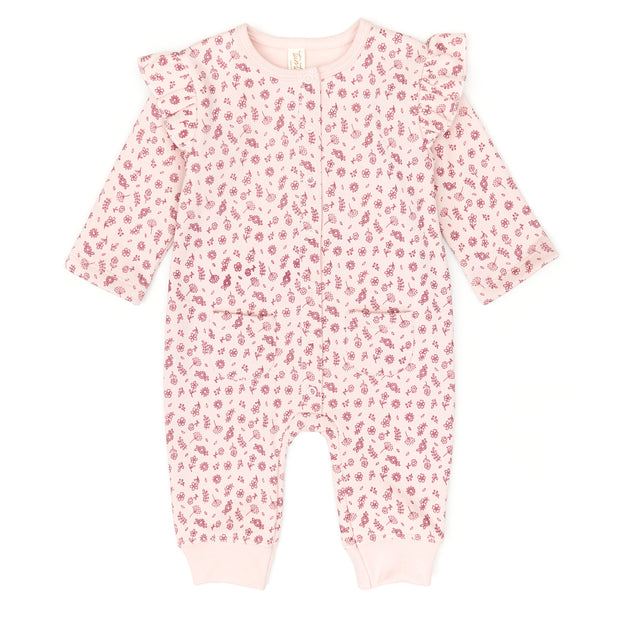 Ruffle jumpsuit - Rose flowers - cotton