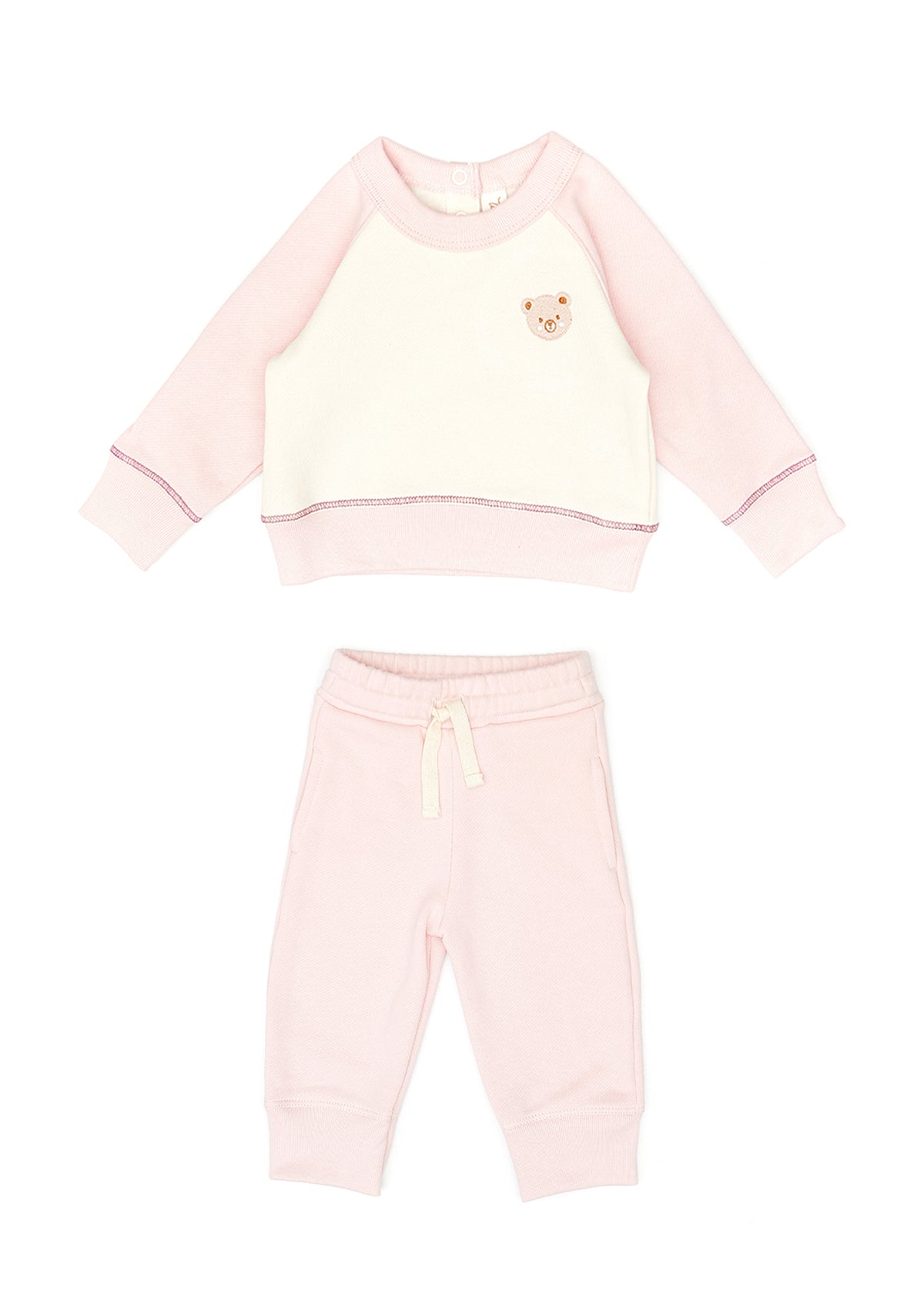 Set Aspen pullover + Bobby pant - Rose & white swan - cotton