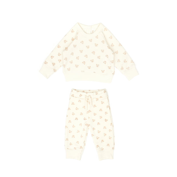 Set Aspen pullover + Bobby pant - White swan bears - cotton