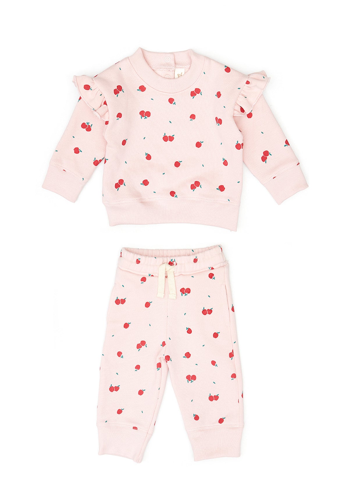 Set Ruffle pullover + Bobby pant - Rose apples - cotton