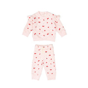 Set Ruffle pullover + Bobby pant - Rose apples - cotton