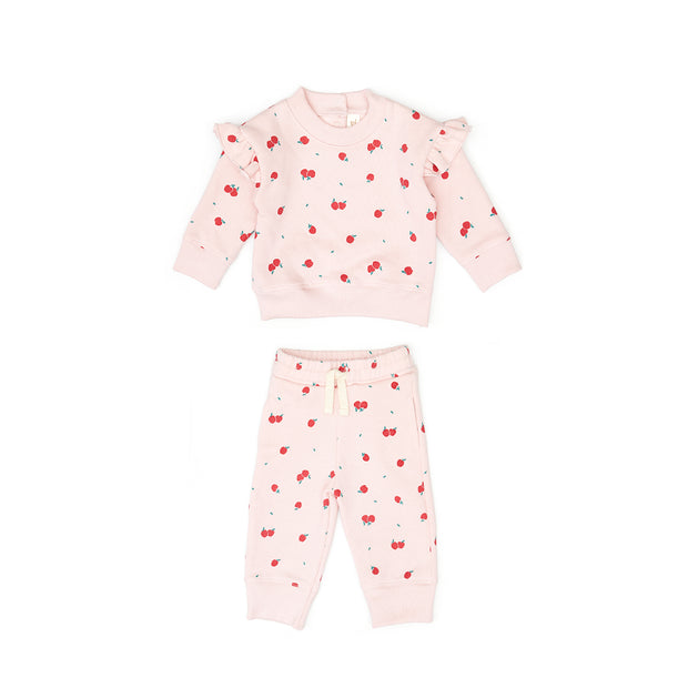 Set Ruffle pullover + Bobby pant - Rose apples - cotton