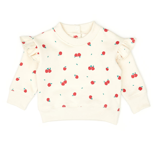 Set Ruffle pullover + Bobby pant - White swan apples - cotton