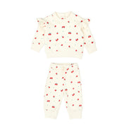 Set Ruffle pullover + Bobby pant - White swan apples - cotton