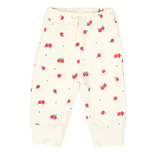 Set Ruffle pullover + Bobby pant - White swan apples - cotton