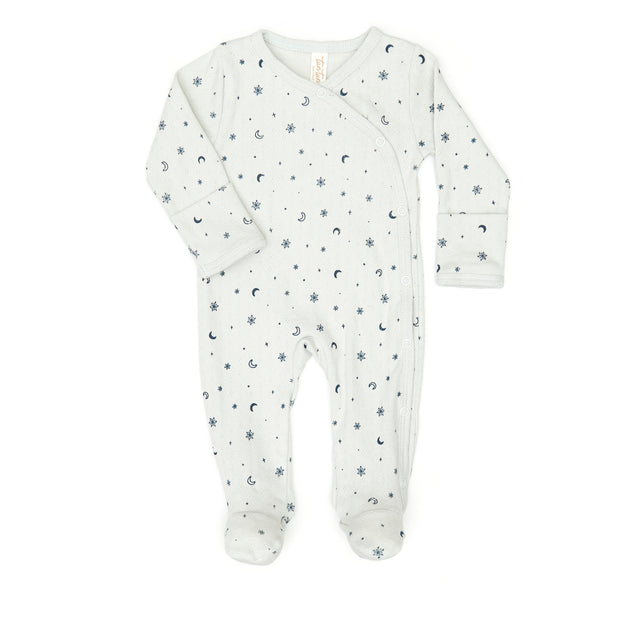 Milan footie - Light blue snowflakes - cotton