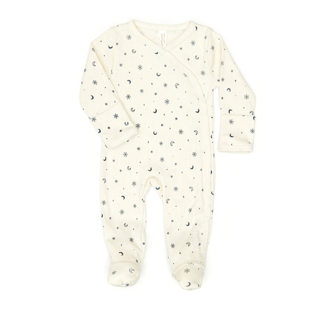 Milan footie - White swan snowflakes - cotton