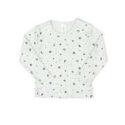 Set Pointelle top + Pointelle pant - Light blue snowflakes - cotton