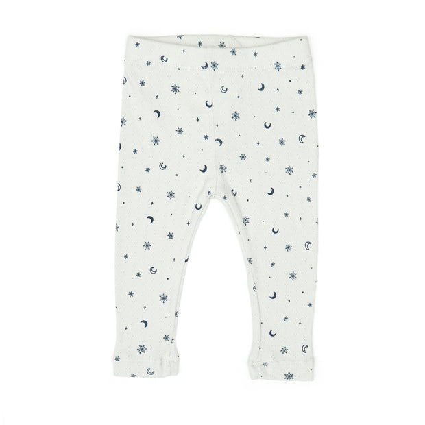Set Pointelle top + Pointelle pant - Light blue snowflakes - cotton
