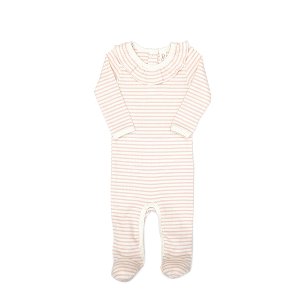 Ruffle Footie Shell pink stripes