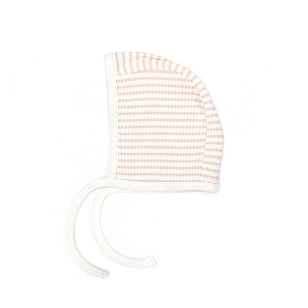 Lap Shoulder Footie + Ribbed Bonnet + Ribbed Blanket Shell pink stripes