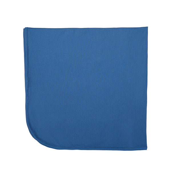 Henley Footie + Ribbed Bonnet + Ribbed Blanket Blue