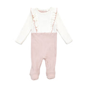 Ciara Romper + Ribbed Bonnet Natural & Shell pink