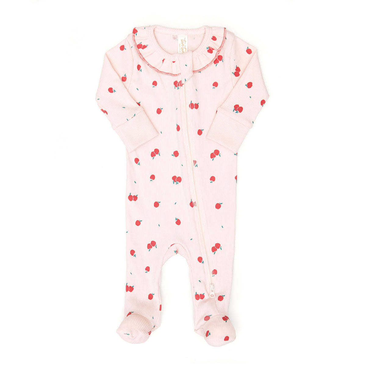 Ruffle doble way zip footie - Rose apples - cotton