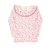 Set Ruffle top + Ribbed pant - Rose flowers - cotton