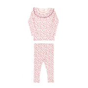 Set Ruffle top + Ribbed pant - Rose flowers - cotton