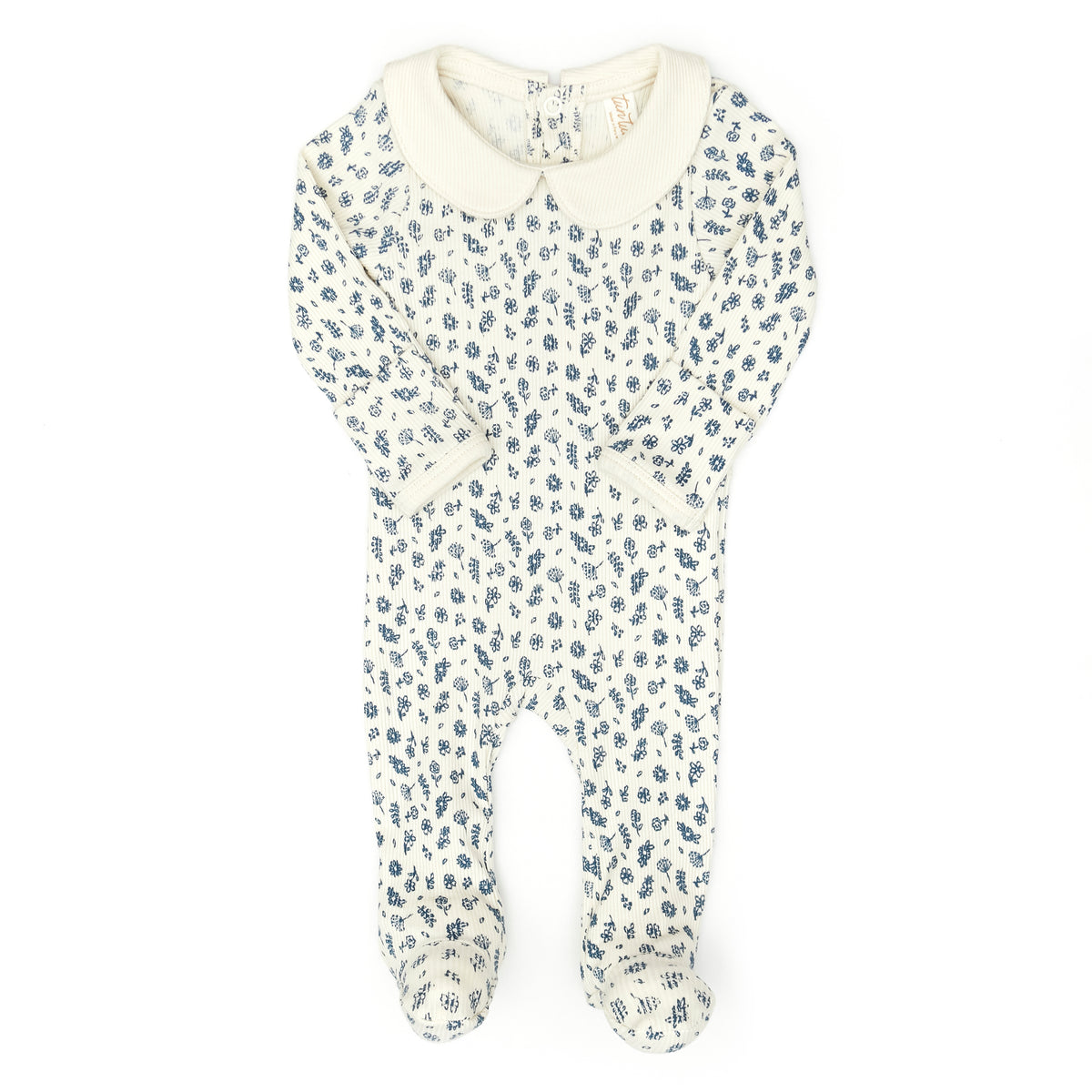 Luna footie - Navy flowers - cotton