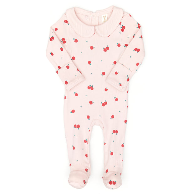 Luna footie - Rose apples - cotton