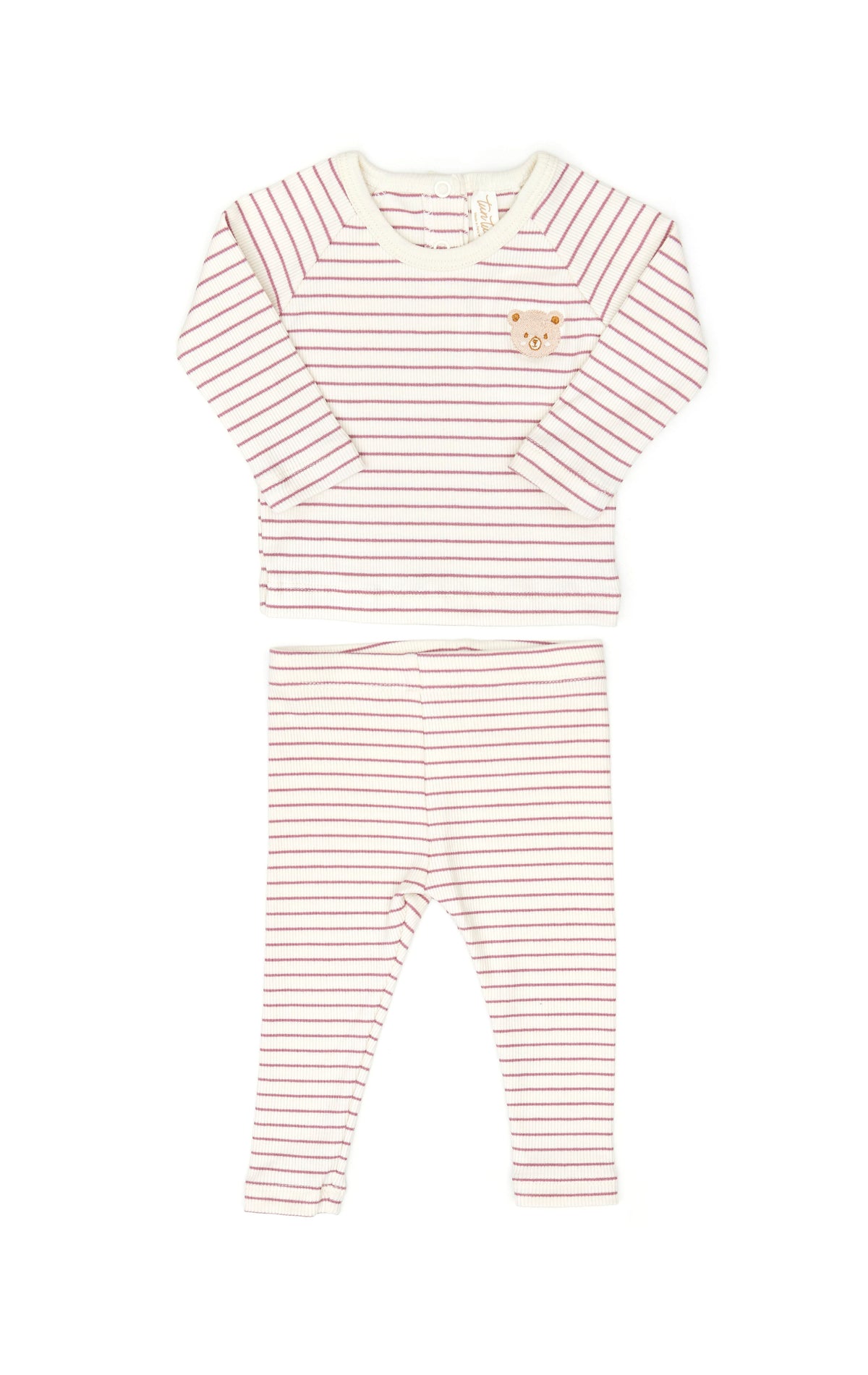 Set Casey top + Ribbed pant - Mauve stripes - cotton