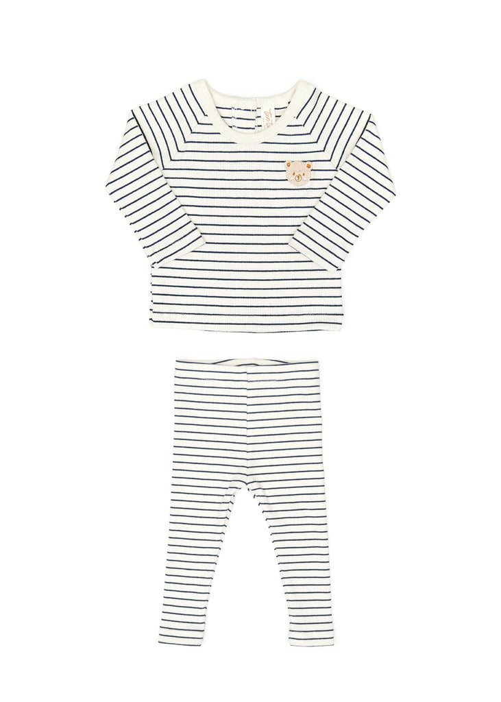 Set Casey top + Ribbed pant - Navy stripes - cotton – tuntunbaby.us
