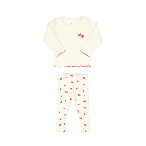 Set Jazmine top + Ribbed pant - White swan - cotton