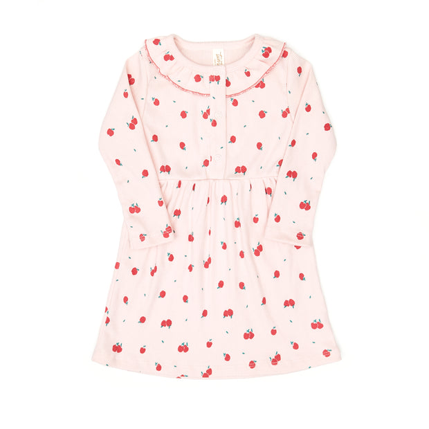 Ruffle dress - Rose apples - cotton