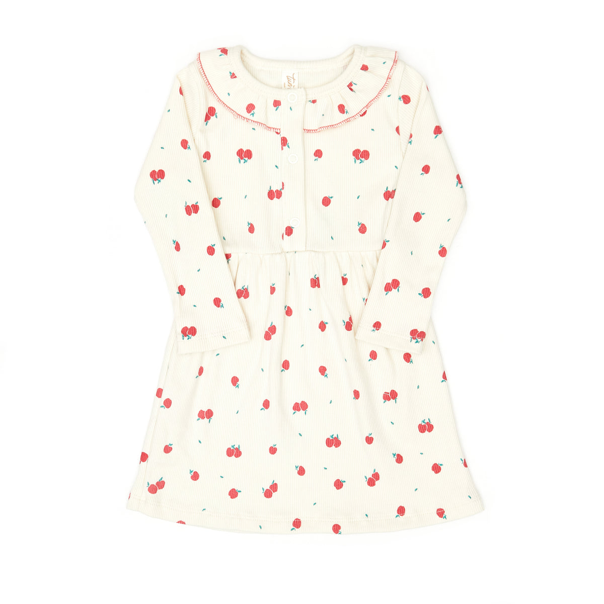 Ruffle dress - White swan apples - cotton