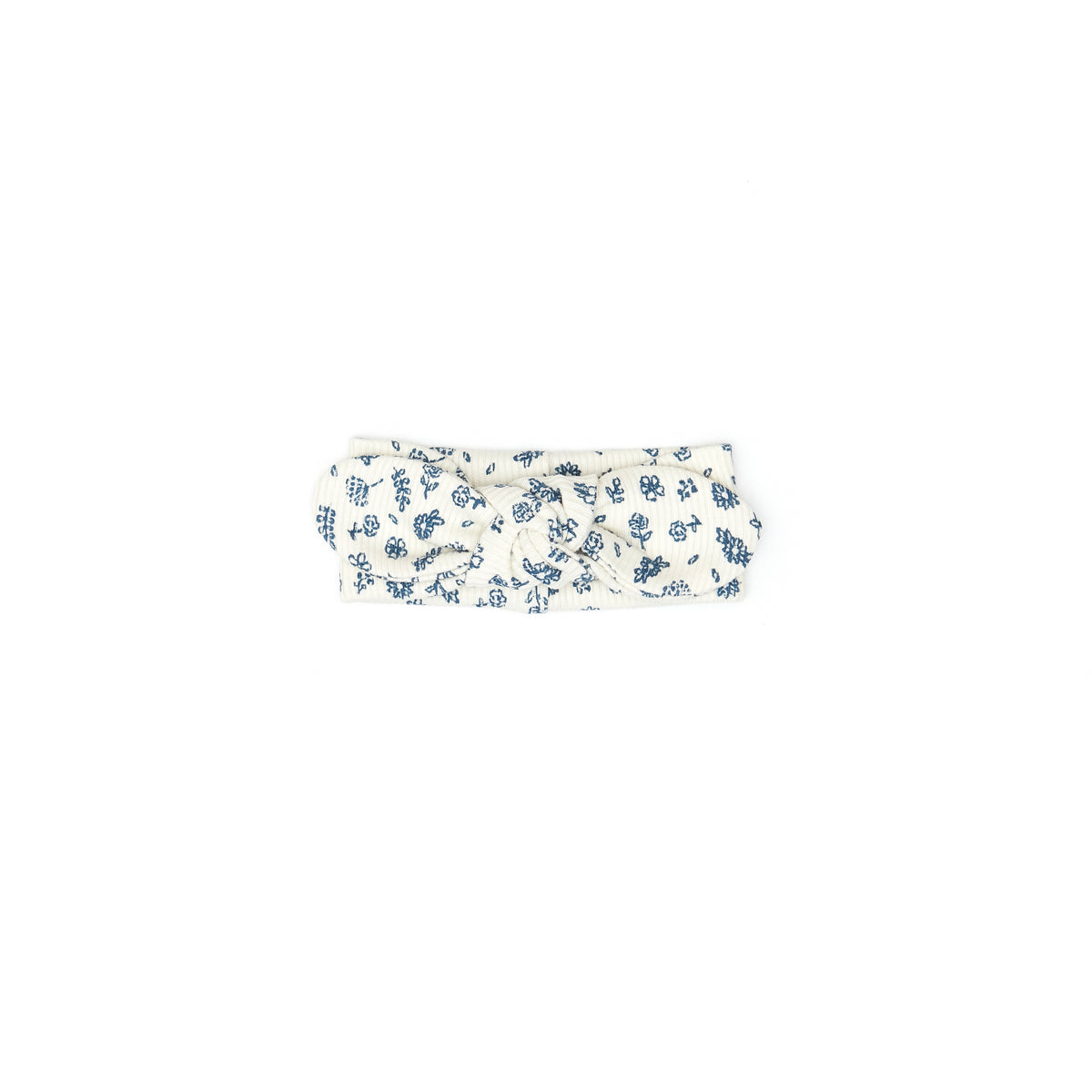 Ribbed headband - Navy flowers - cotton