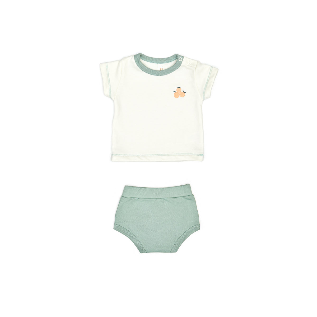 Terry Set Top + bloomer  Natural & jade
