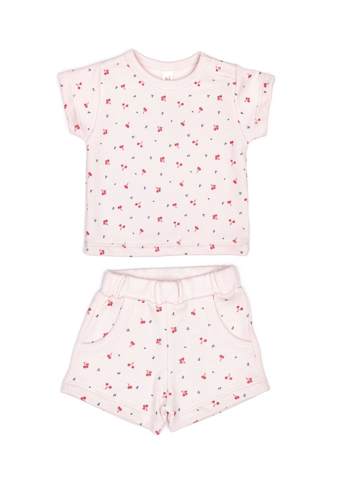 Set Top + short Crystal pink little cherries
