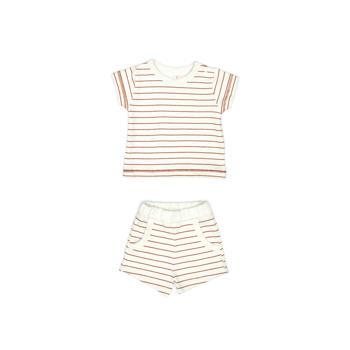 Set Top + short Pecan brown stripes