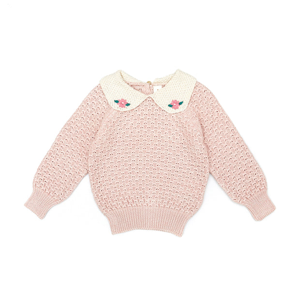 Anne Sweater Pima Cotton Pink marl & natural
