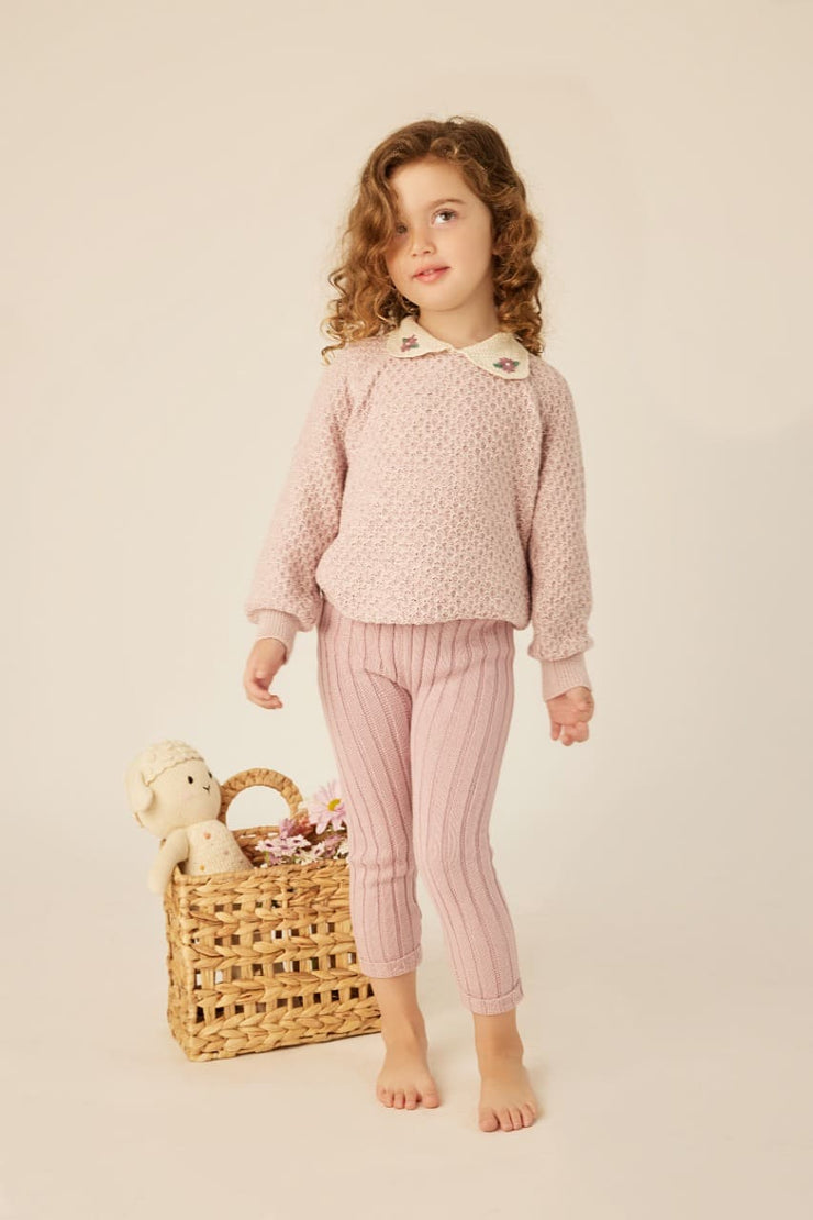 Anne Sweater Pima Cotton Pink marl & natural