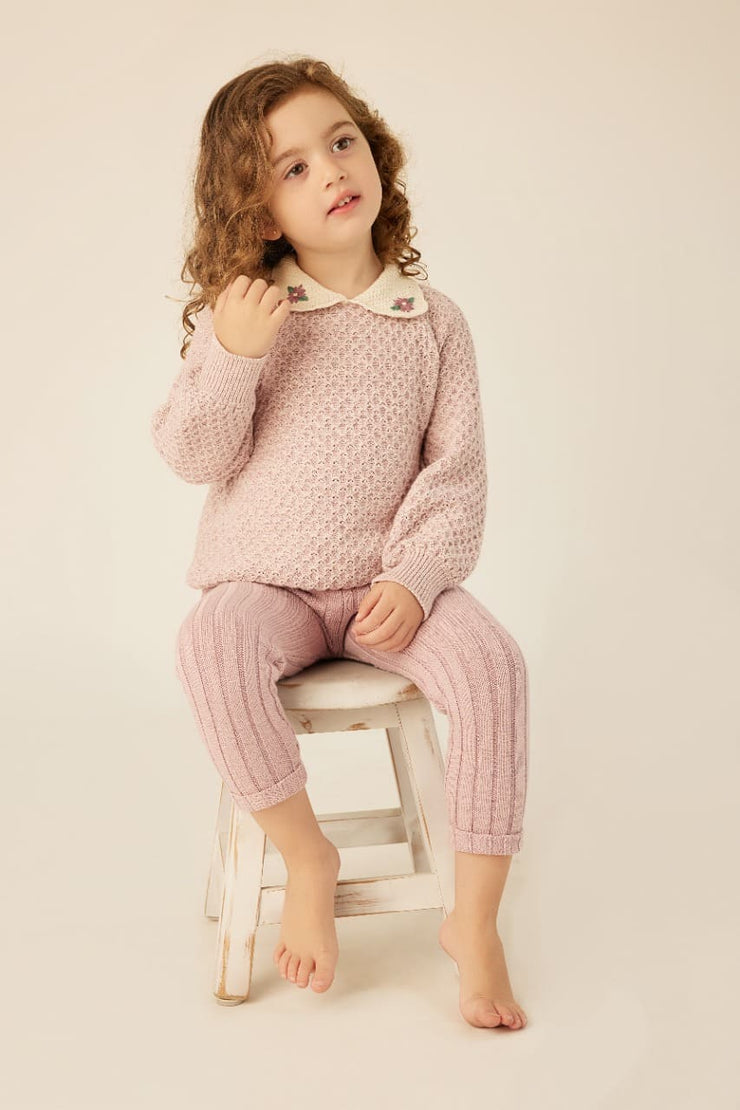 Anne Sweater Pima Cotton Pink marl & natural