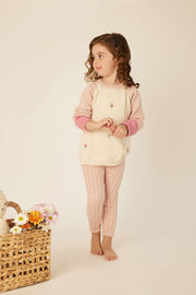 Embroidery Sweater Pima Cotton Natural & pink